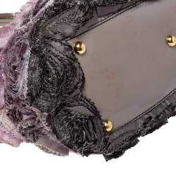 Pre Owned Valentino Multicolor Floral Applique Satin and Patent Leather Shopper Tote