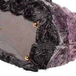 Pre Owned Valentino Multicolor Floral Applique Satin and Patent Leather Shopper Tote