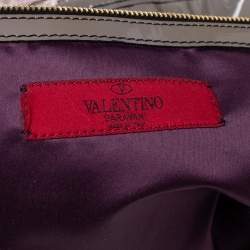 Pre Owned Valentino Multicolor Floral Applique Satin and Patent Leather Shopper Tote