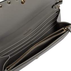 مملوكة مسبقًا Valentino Pale Blue Leather Rockstud Wallet on Chain