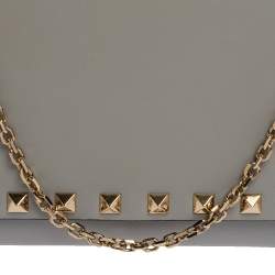 مملوكة مسبقًا Valentino Pale Blue Leather Rockstud Wallet on Chain