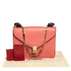 Pre Owned Valentino Pink Leather Small Flap Enamel Panther Shoulder Bag