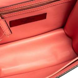 Pre Owned Valentino Pink Leather Small Flap Enamel Panther Shoulder Bag
