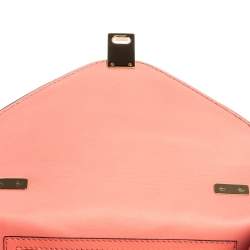Pre Owned Valentino Pink Leather Small Flap Enamel Panther Shoulder Bag