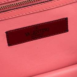 Pre Owned Valentino Pink Leather Small Flap Enamel Panther Shoulder Bag