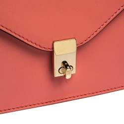 Pre Owned Valentino Pink Leather Small Flap Enamel Panther Shoulder Bag