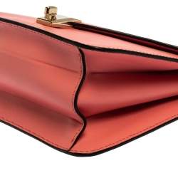 Pre Owned Valentino Pink Leather Small Flap Enamel Panther Shoulder Bag