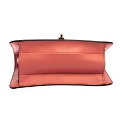 Pre Owned Valentino Pink Leather Small Flap Enamel Panther Shoulder Bag
