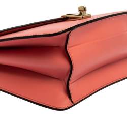 Pre Owned Valentino Pink Leather Small Flap Enamel Panther Shoulder Bag