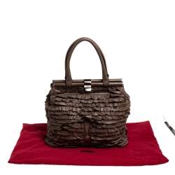 Valentino Taupe Leather Allure Ruffled Frame Bag