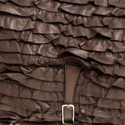 Valentino Taupe Leather Allure Ruffled Frame Bag