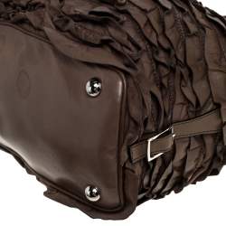 Valentino Taupe Leather Allure Ruffled Frame Bag