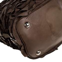 Valentino Taupe Leather Allure Ruffled Frame Bag