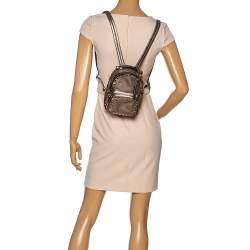 Valentino Metallic Light Brown Leather Mini Rockstud Backpack