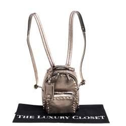 Valentino Metallic Light Brown Leather Mini Rockstud Backpack