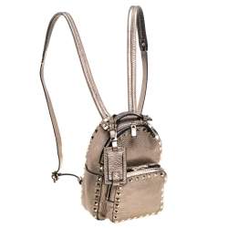 Valentino Metallic Light Brown Leather Mini Rockstud Backpack