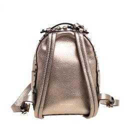Valentino Metallic Light Brown Leather Mini Rockstud Backpack