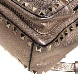 Valentino Metallic Light Brown Leather Mini Rockstud Backpack