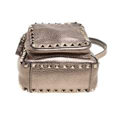 Valentino Metallic Light Brown Leather Mini Rockstud Backpack