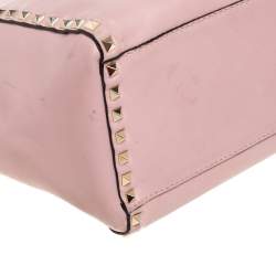 Pre Owned Valentino Pink Leather Rockstud Trapeze Tote