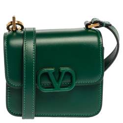 Pre Owned Valentino Green Leather VSling Crossbody Bag