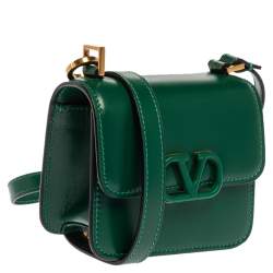 Pre Owned Valentino Green Leather VSling Crossbody Bag