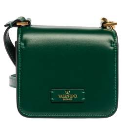 Pre Owned Valentino Green Leather VSling Crossbody Bag