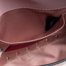 Pre Owned Valentino Pink Leather Rockstud Flap Chain Clutch
