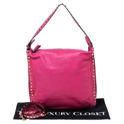 Valentino Fuchsia Leather Rockstud Messenger Bag