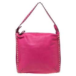 Valentino Fuchsia Leather Rockstud Messenger Bag