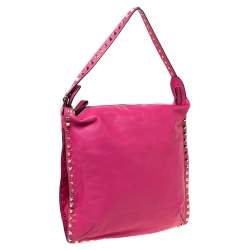 Valentino Fuchsia Leather Rockstud Messenger Bag