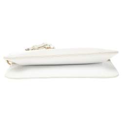 Pre Owned Valentino White Croc Embossed Leather Crystal Embellished Wristlet Clutch