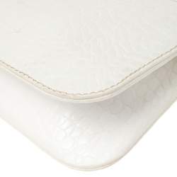 Pre Owned Valentino White Croc Embossed Leather Crystal Embellished Wristlet Clutch