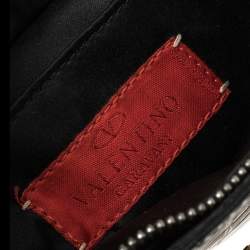 Pre Owned Valentino Black Croc Embossed Patent Leather Crystal Embellished Wristlet Clutch