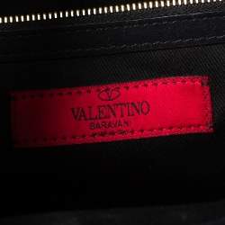 Pre Owned Valentino Black Patent Leather Rockstud Top Handle Bag