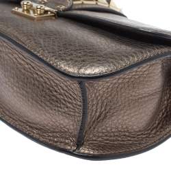 Pre Owned Valentino Metallic Grained Leather Medium Glam Lock Flap Bag