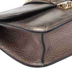 Pre Owned Valentino Metallic Grained Leather Medium Glam Lock Flap Bag