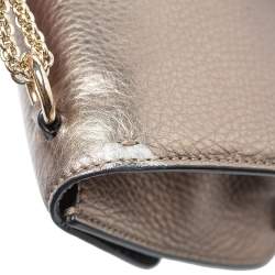 Pre Owned Valentino Metallic Grained Leather Medium Glam Lock Flap Bag