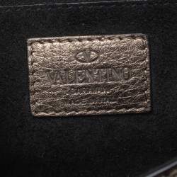 Pre Owned Valentino Metallic Grained Leather Medium Glam Lock Flap Bag