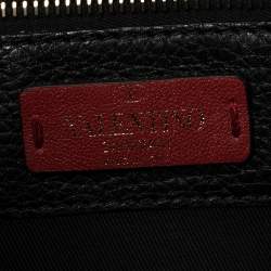 Pre Owned Valentino Black Leather Rockstud Flap Shoulder Bag