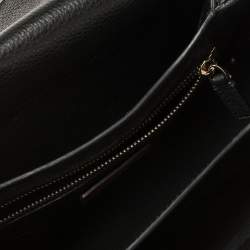 Pre Owned Valentino Black Leather Rockstud Flap Shoulder Bag