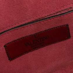 Pre Owned Valentino Metallic Pink Leather Mini Rockstud Lock Flap Crossbody Bag