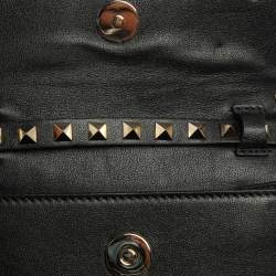 Pre Owned Valentino Black Leather Rockstud Crossbody Bag