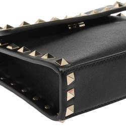 Pre Owned Valentino Black Leather Rockstud Crossbody Bag