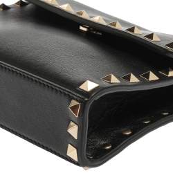 Pre Owned Valentino Black Leather Rockstud Crossbody Bag
