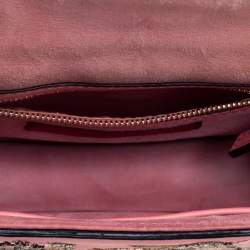 Pre Owned Valentino Pink Embroidered Embellished Leather Small Rockstud Glam Lock Flap Bag