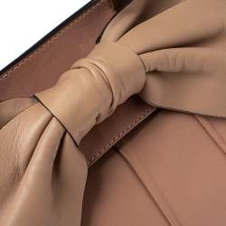 Pre Owned Valentino Peach/Beige Leather Aphrodite Bow Bag