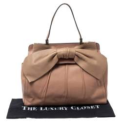 Pre Owned Valentino Peach/Beige Leather Aphrodite Bow Bag