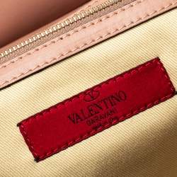 Pre Owned Valentino Peach/Beige Leather Aphrodite Bow Bag