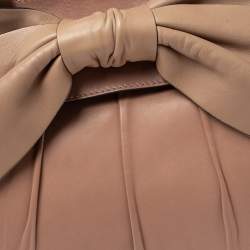 Pre Owned Valentino Peach/Beige Leather Aphrodite Bow Bag